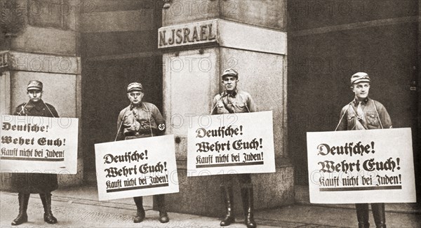 Seen here in 1933 outisde Jewish owned stores.