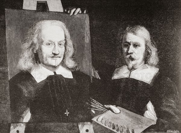 Il Guercino with his self portrait.