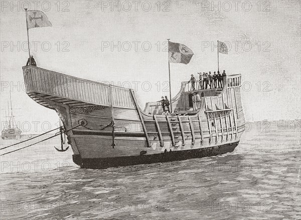 Replica of the caravel Santa Maria used by Christopher Columbus in his voyage across the Atlantic Ocean.