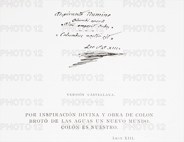 Text and signature of Pope Leo XIII.