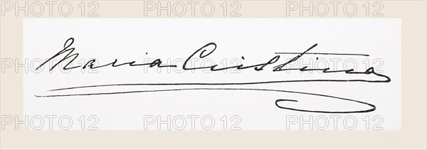 Signature of Maria Christina Henriette Desideria Felicitas Raineria of Austria.