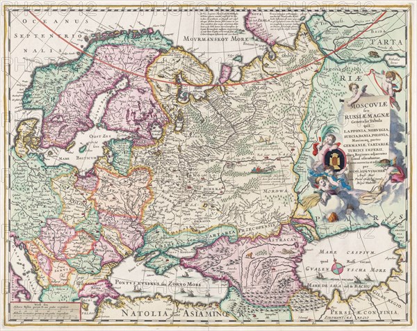 17th century map of Russia and surrounding countries by Dutch artist.