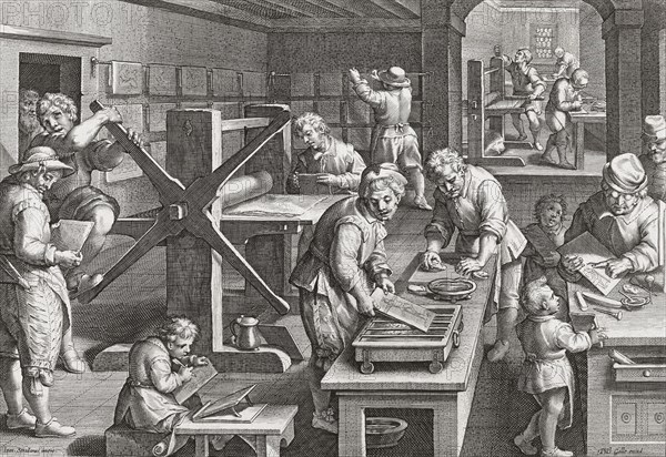A Florentine printing house in the 16th century.