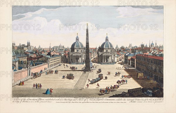 A view of the Common Place, embellished with new buildings, and a view of the city of Rome, as it is at this present time.
