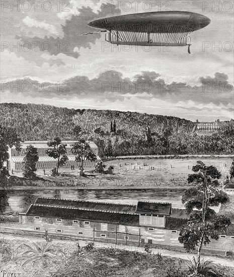 Renard and Krebs' electric powered dirigible airship.