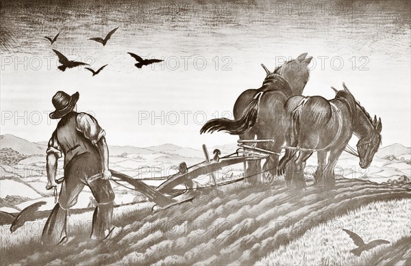 Ploughing in England.