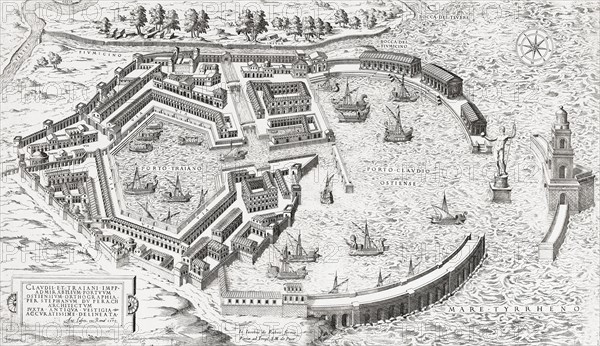 Artists impression of the port of Ostia.