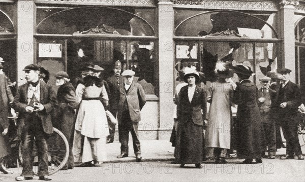 German shops and residences wrecked by mobs during WWI.