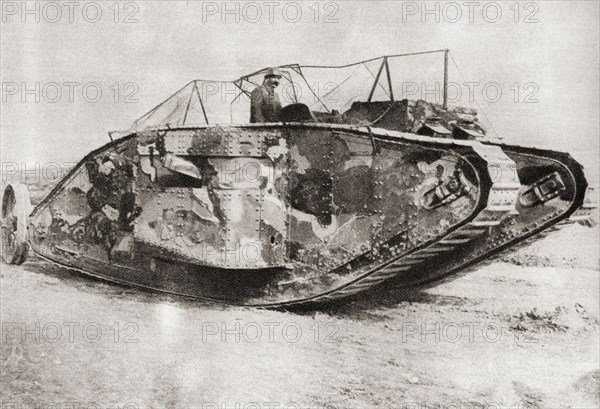 A British Mark I tank in action at the Battle of Flers-Courcelette.