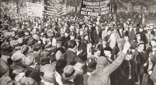 Crowds demonstrating against the Means Test in 1932.