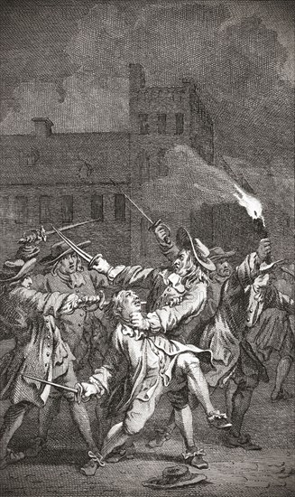 Johan de Witt defending himself against an attack during which he was wounded.