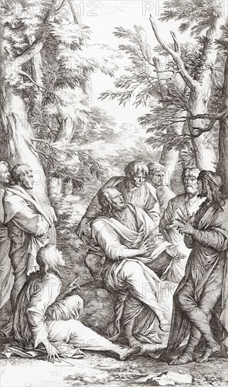 Plato with students in his Acadamy.