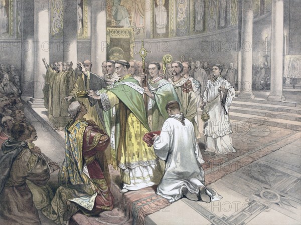 Pope Leo III crowns Charlemagne Emperor of the Romans.