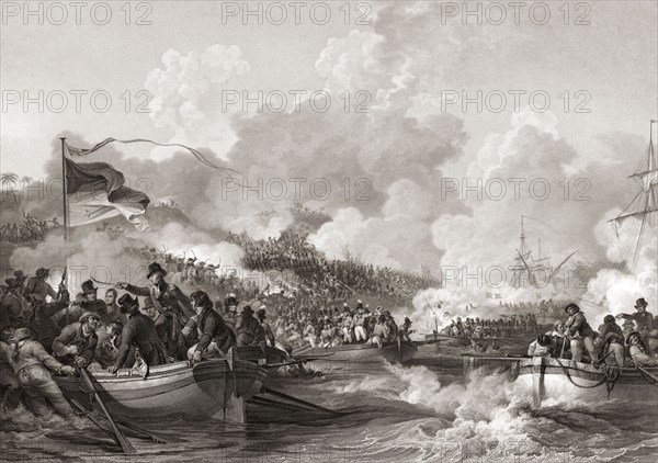 British troops under the command of General Abercromby landing at Aboukir Bay.