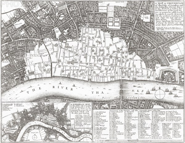 Map showing the extent of the damage caused by the Great Fire of London.