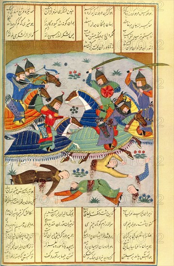 Battle scene from the epic poem The Shahnameh.