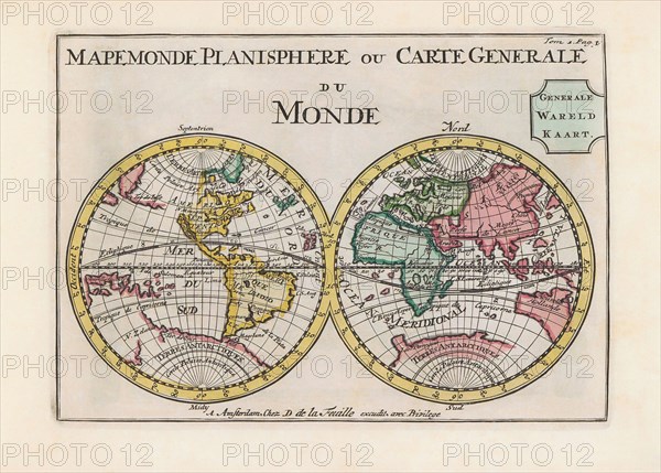 World map dating from the late 17th or early 18th century.