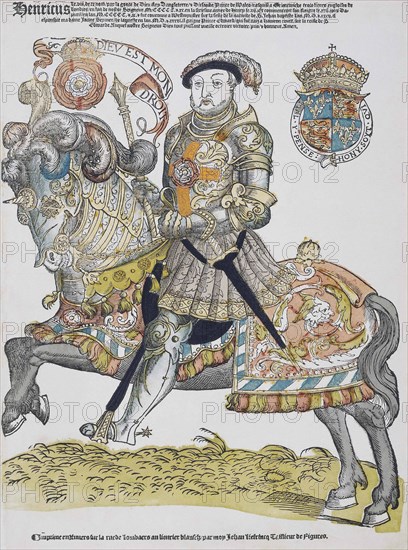 King Henry VIII of England on horseback.