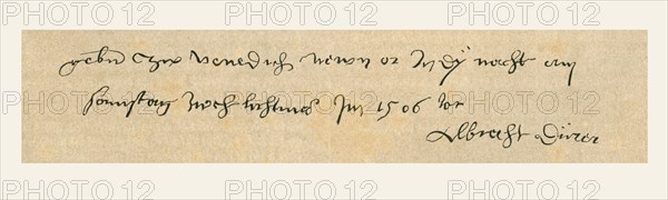 Handwriting sample and signature of Albrecht Durer.