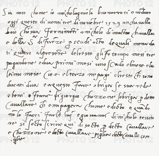 Handwriting by Michelangelo di Lodovico Buonarroti Simoni.