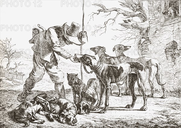 A hunter with his hounds.