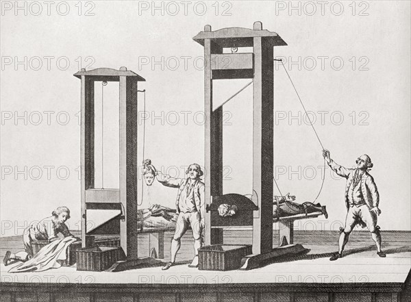 Two guillotines from the time of the French Revolution.