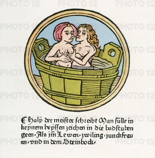 Bathing scene from the middle ages.