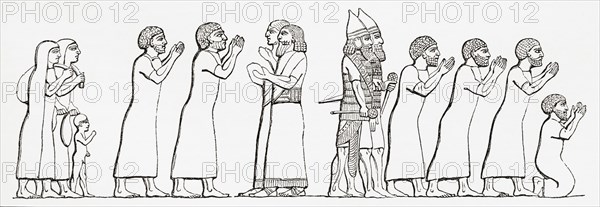 Captive Israelites brought before the Assyrian king.