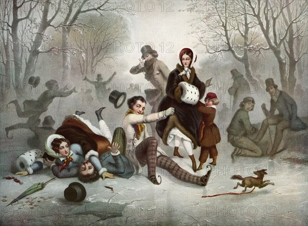 Outdoor ice skating in the 19th century.