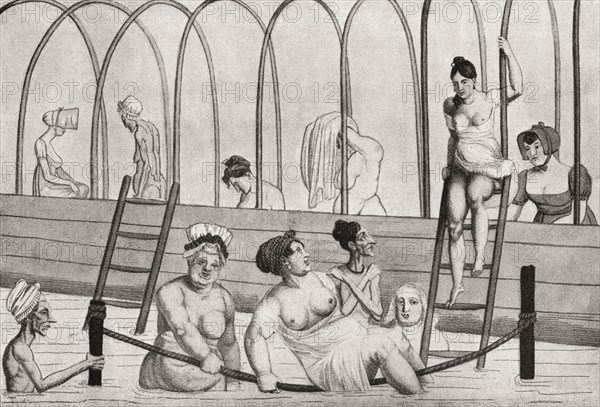 A public bath in France in the 19th century.