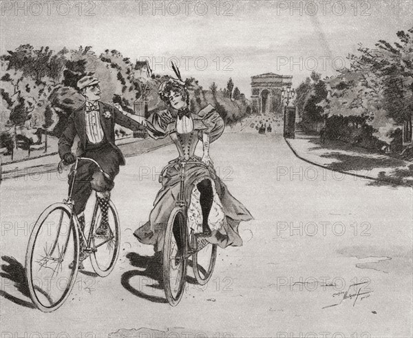 Cyclists on the way to the Bois du Boulogne.