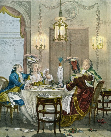 French gentry dining in the 18th century.