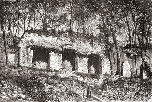 The facade of the palace at Palenque.