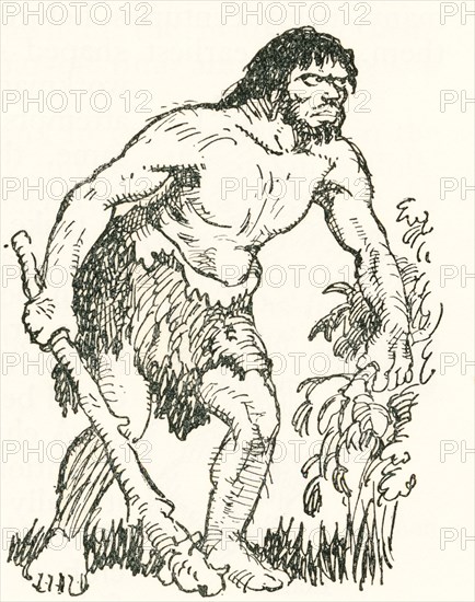 Stone Age man with club.