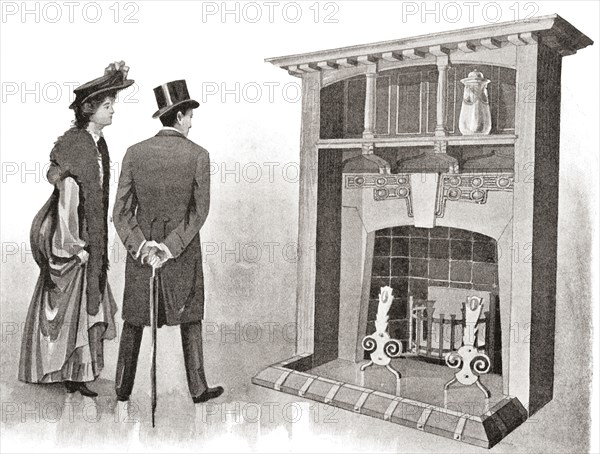 Advertisement for a fireplace.