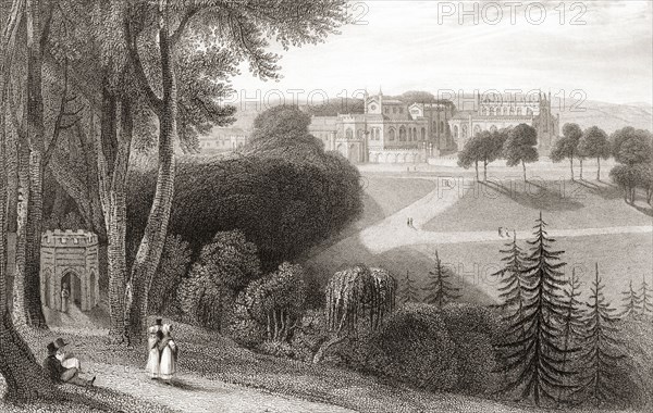 19th century view of Auckland Castle.