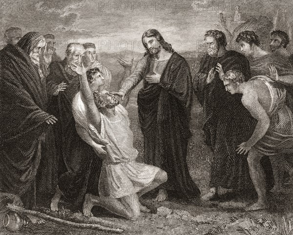 Jesus healing the blind.