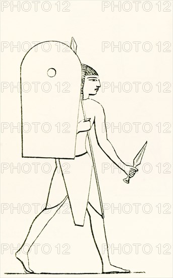 Heavily Armed Ancient Egyptian Soldier.