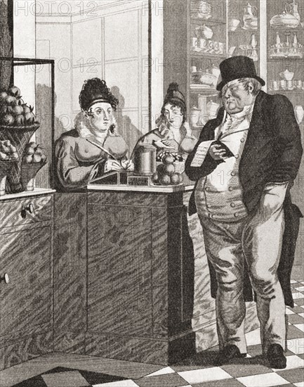English gentleman paying the bill in a Parisian restaurant.