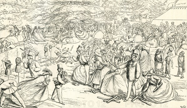 English society enjoying a fair in the 19th century.