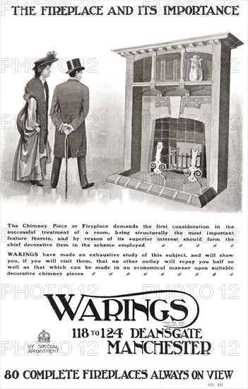 Advertisement For An Early 20th Century Fireplace.