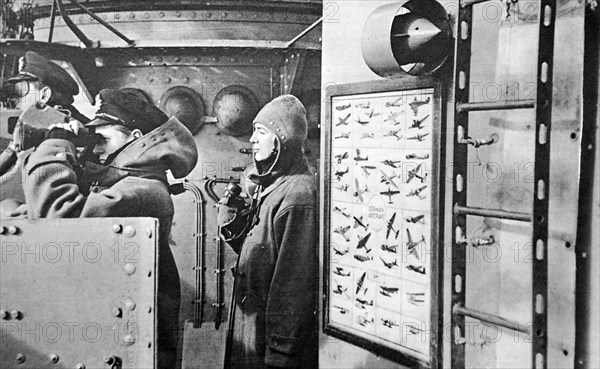 Officers on look-out aboard the King George V.