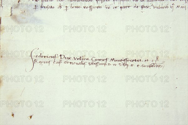 Autograph signature of Duke Federico da Montefeltro