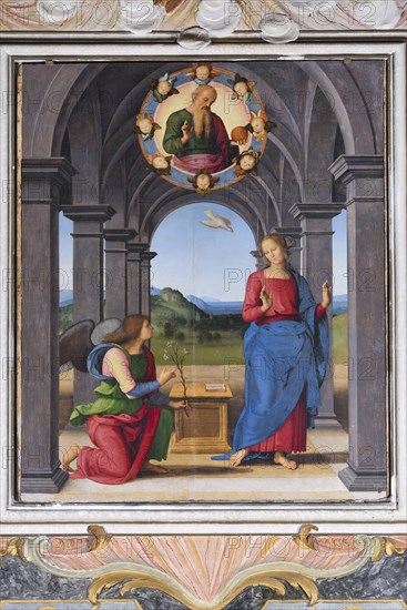 Pietro Vannucci known as Il Perugino, Annunciation, oil on panel, 1488-89