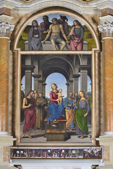 Pietro Vannucci known as Il Perugino, Altarpiece from Fano (Virgin and Child with Saints John the Baptist, Louis of Toulouse, Francis of Assisi, Peter and Mary Magdalene; Piet