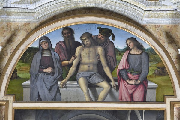 Pietro Vannucci known as Il Perugino, Altarpiece from Fano (Virgin and Child with Saints John the Baptist, Louis of Toulouse, Francis of Assisi, Peter and Mary Magdalene; Piet