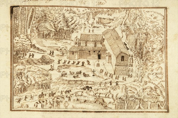 View of the hermitage of Montefano in the 13th-14th centuries