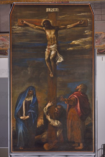 Tiziano Vecellio, Crucifixion of Christ with the Madonna and Saints Dominic and John the Evangelist