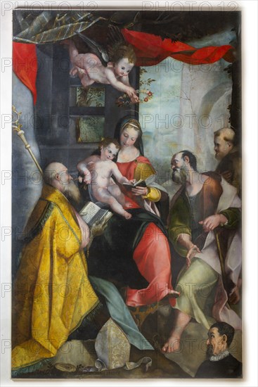 Claudio Ridolfi (attrib.), Madonna and Child with Saints Biagio, Francesco and the donor