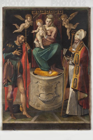 Simone De Magistris, Madonna Enthroned with Child, between Saints Rocco and Martino